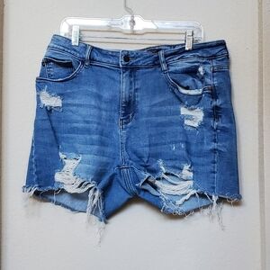 Judy Blue Distressed Denim Shorts.  Size 1x